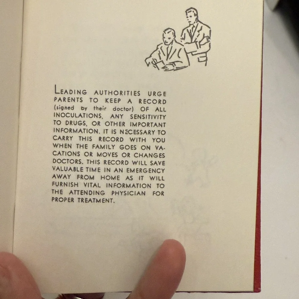 Vintage Our Children's Health Record (Log Book) Red‎ Hardcover-1961